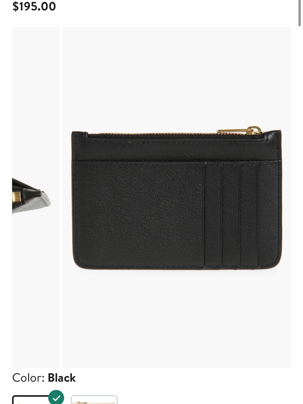 Mansur Gavriel Leather Zip Card Holder (Black with Gold Hardware) - Picture 5 of 5